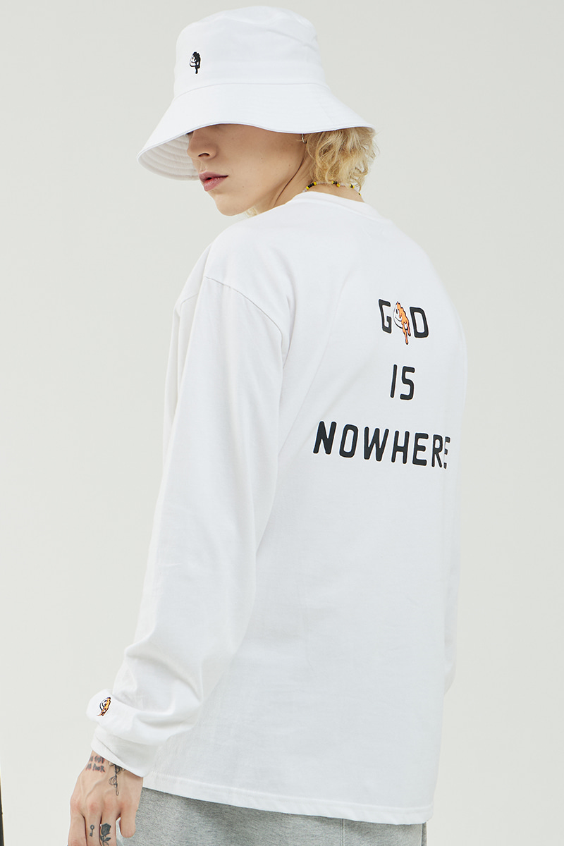 OVERFIT LETTERING LONG-SLEEVED T-WHITE